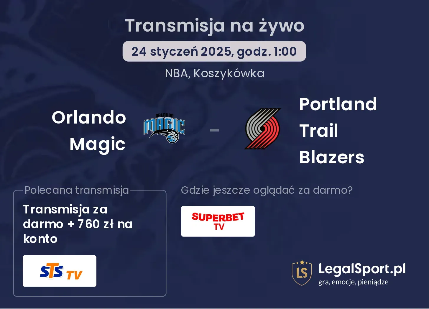 Orlando Magic - Portland Trail Blazers transmisja na żywo