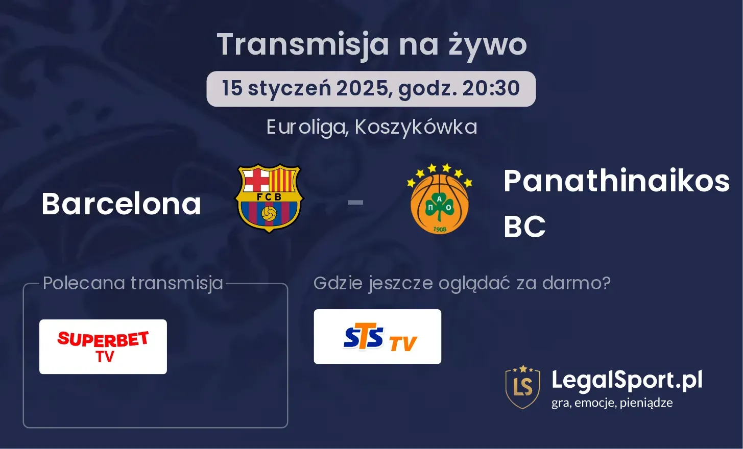 Barcelona - Panathinaikos BC gdzie oglądać transmisję?