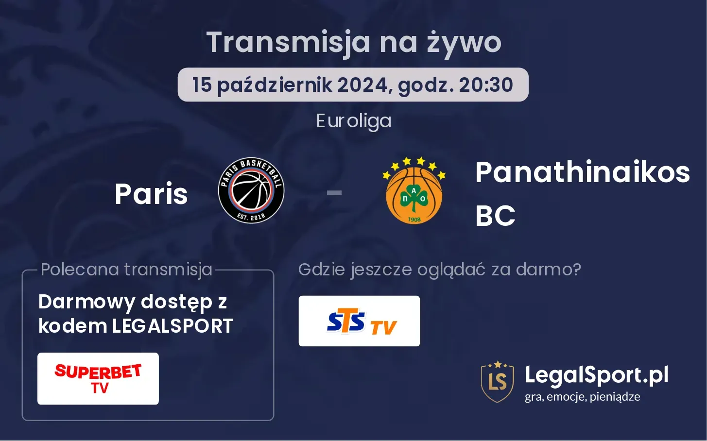 Paris - Panathinaikos BC transmisja na żywo