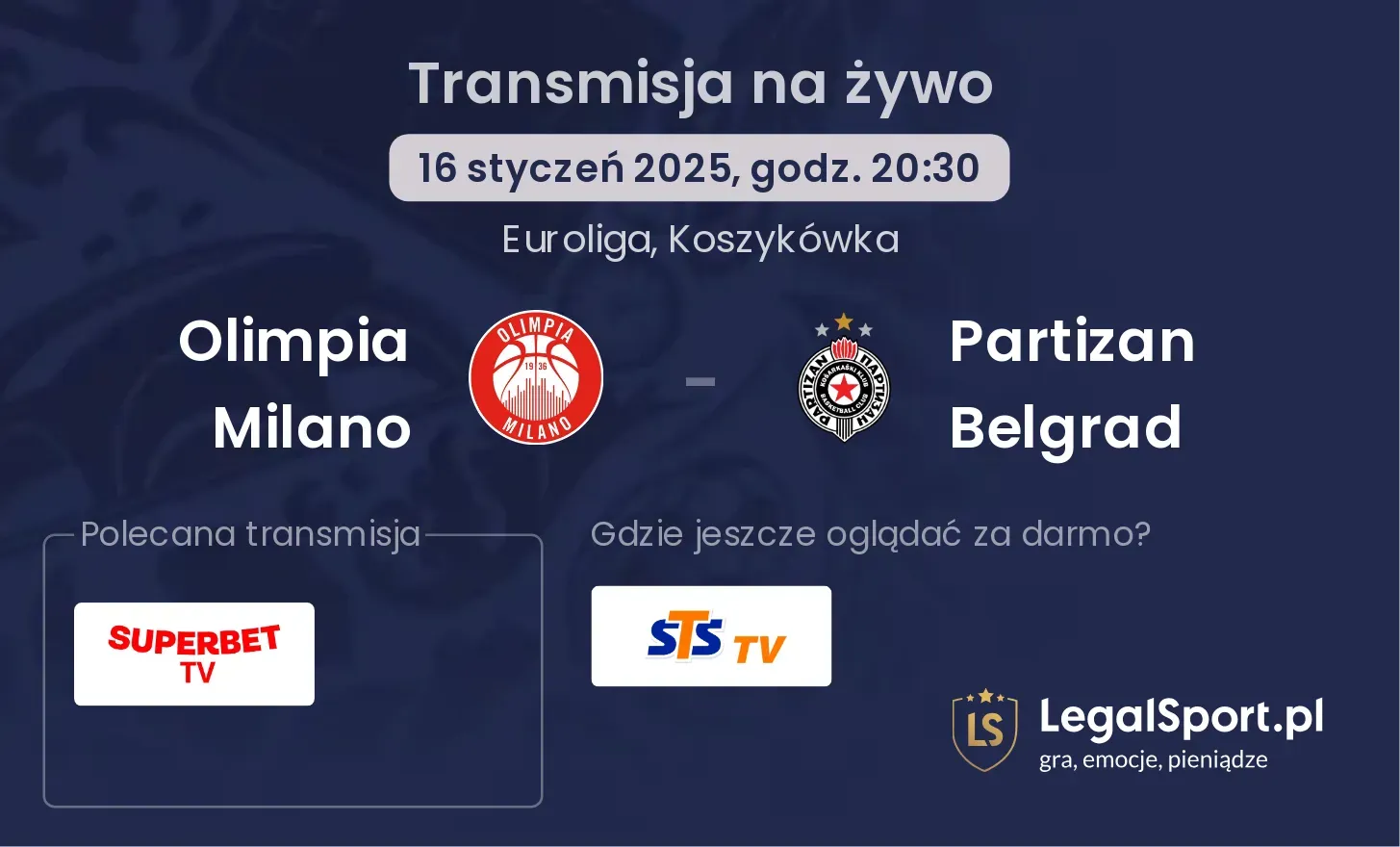 Olimpia Milano - Partizan Belgrad gdzie oglądać?