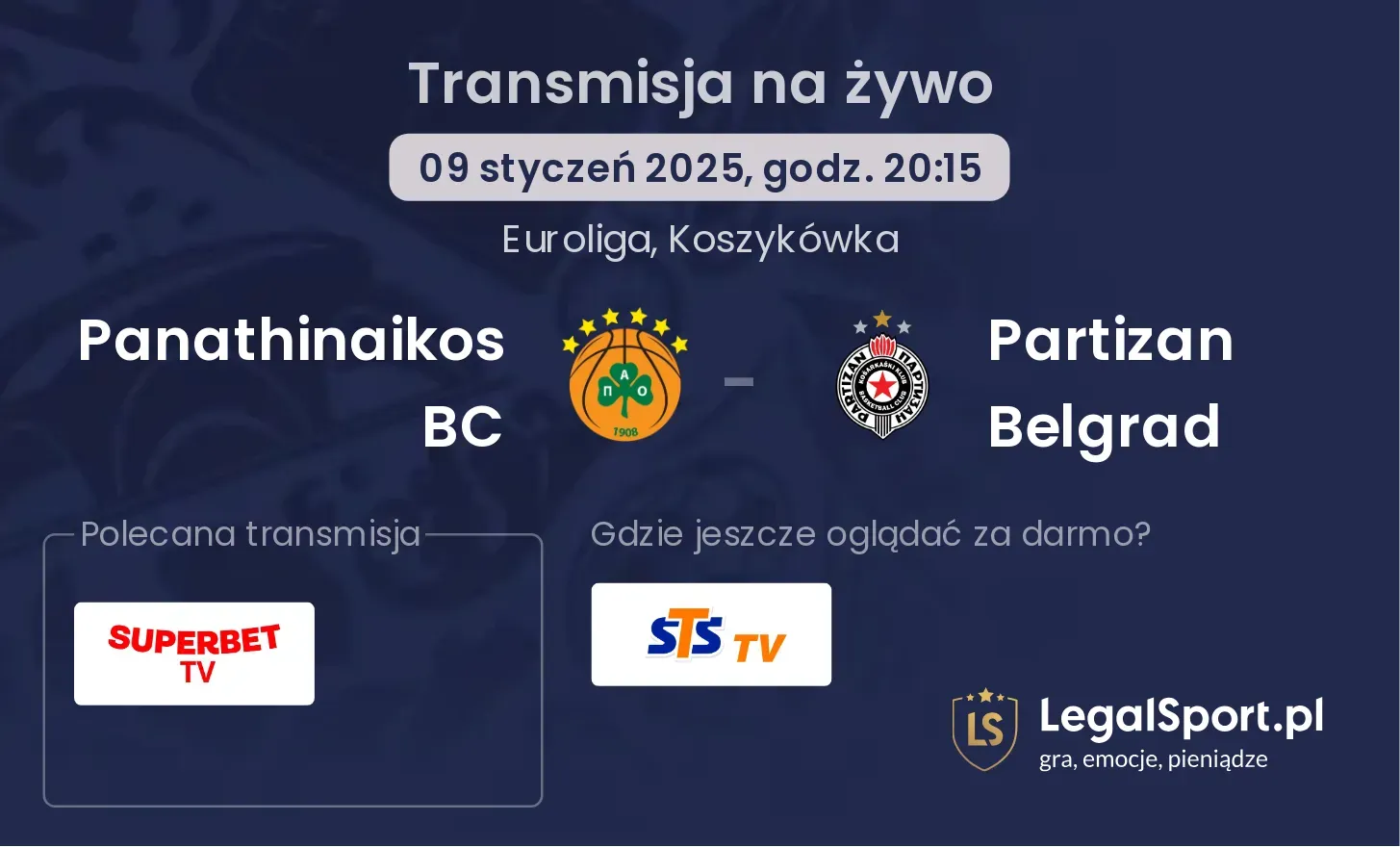 Panathinaikos BC - Partizan Belgrad gdzie oglądać?