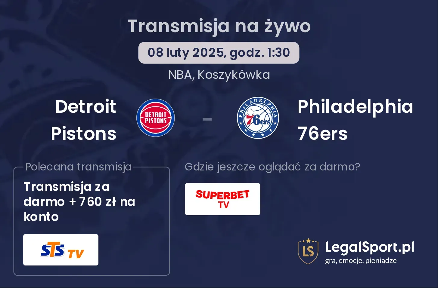 Detroit Pistons - Philadelphia 76ers gdzie oglądać?