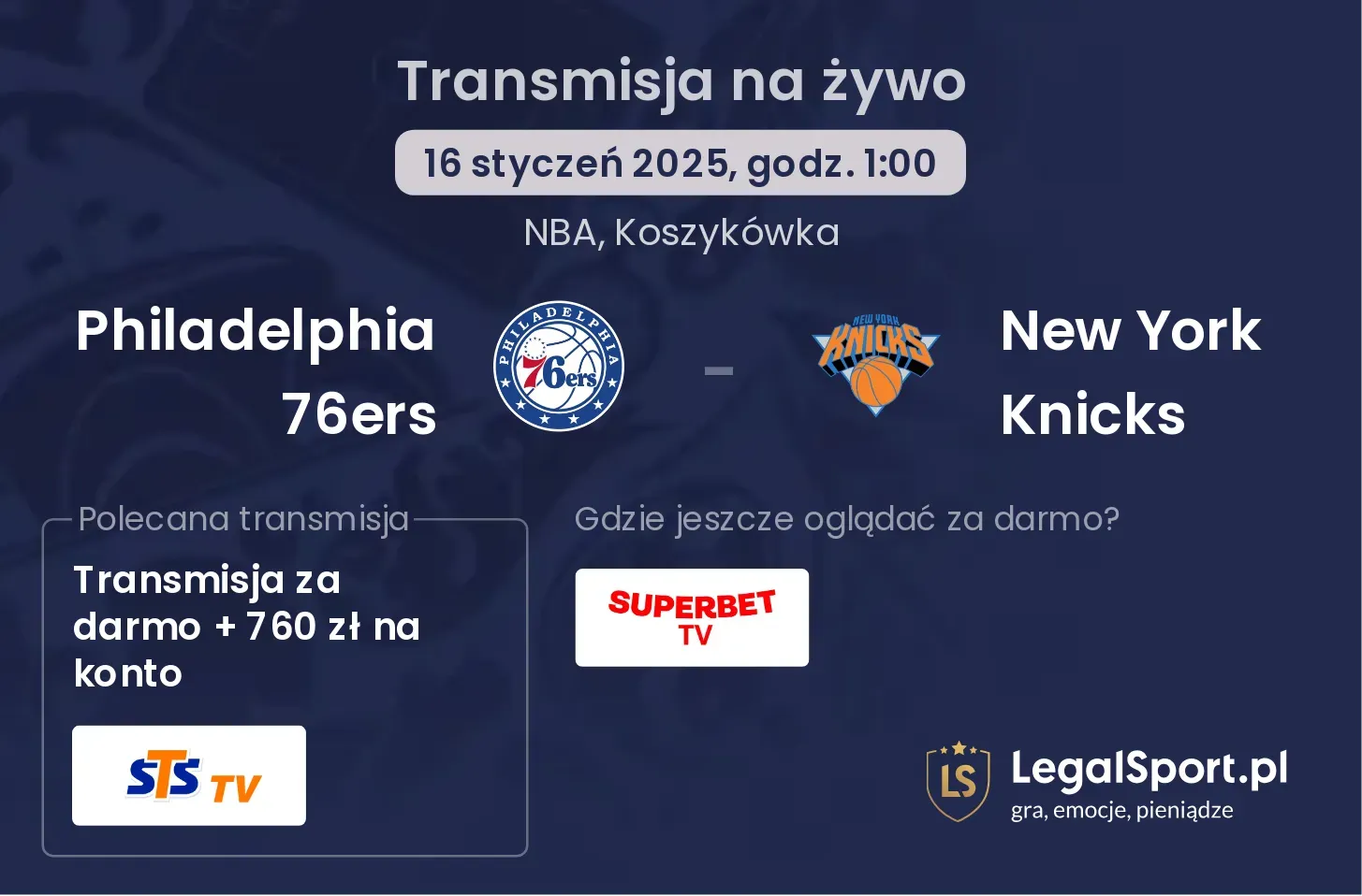 Philadelphia 76ers - New York Knicks gdzie oglądać?