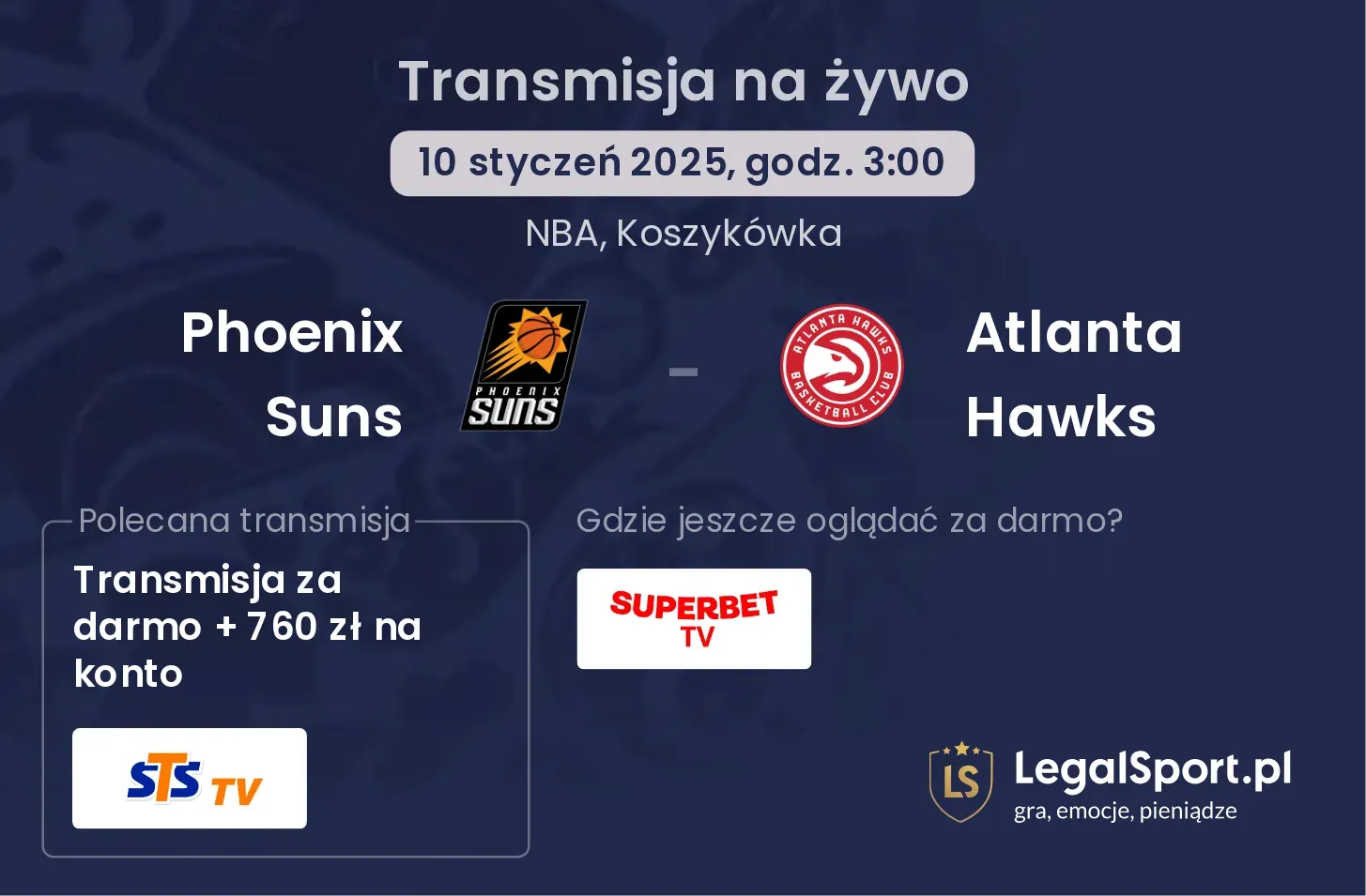 Phoenix Suns - Atlanta Hawks transmisja na żywo