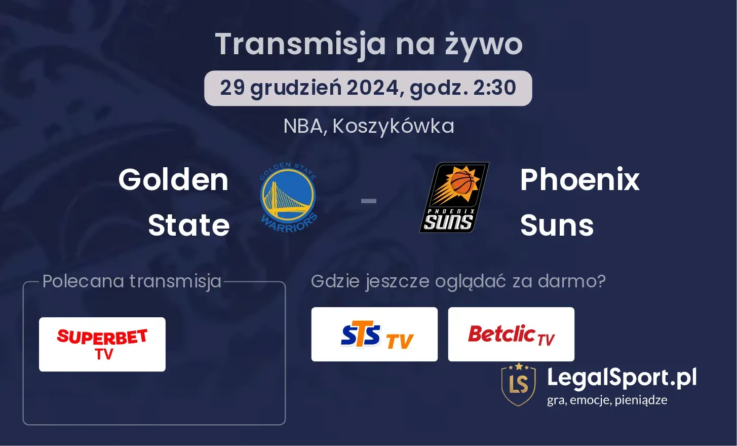 Golden State - Phoenix Suns gdzie oglądać?