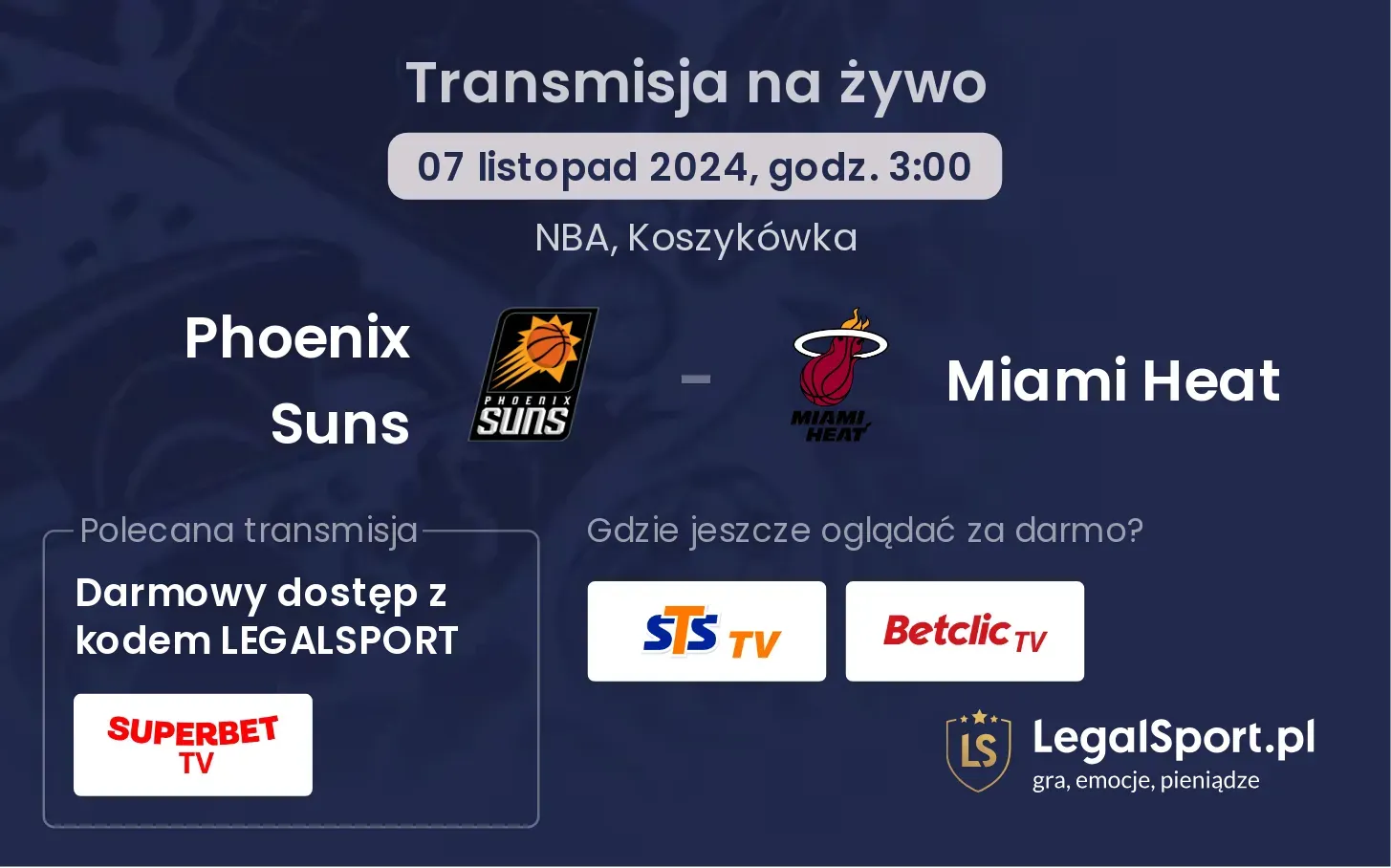 Phoenix Suns - Miami Heat transmisja na żywo