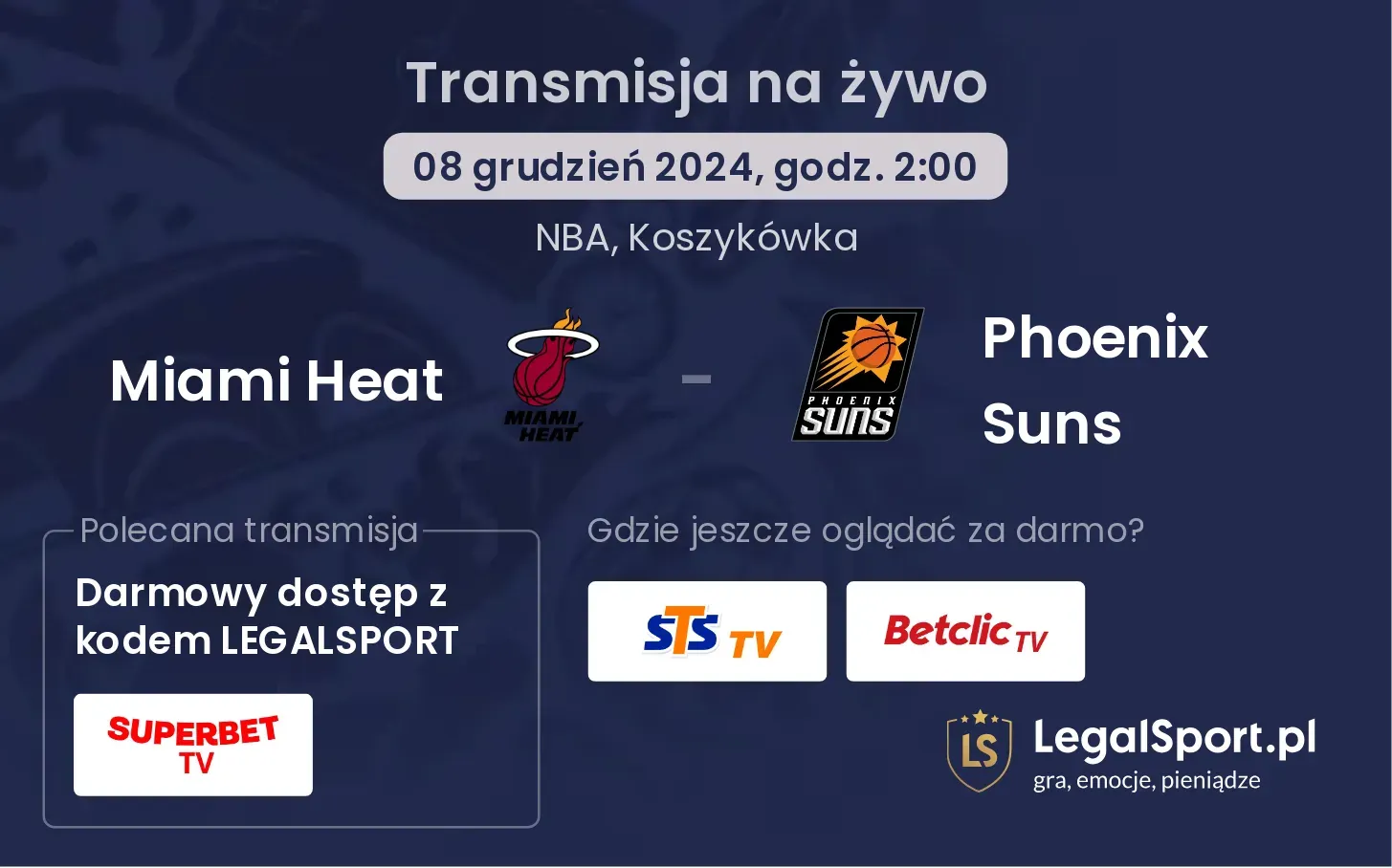 Miami Heat - Phoenix Suns gdzie oglądać?