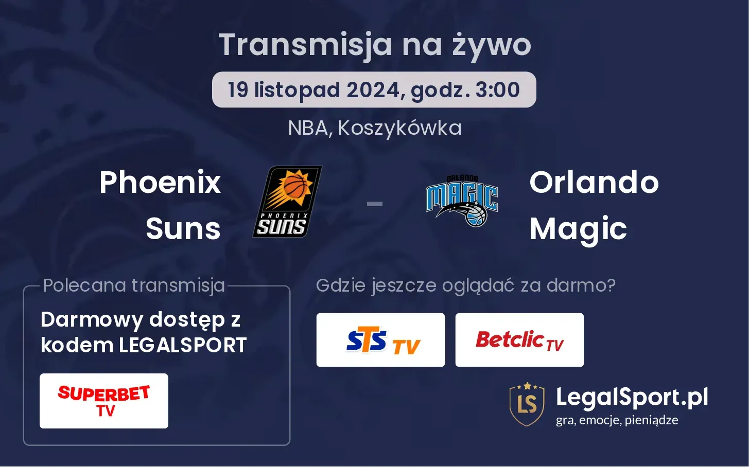 Phoenix Suns - Orlando Magic transmisja na żywo