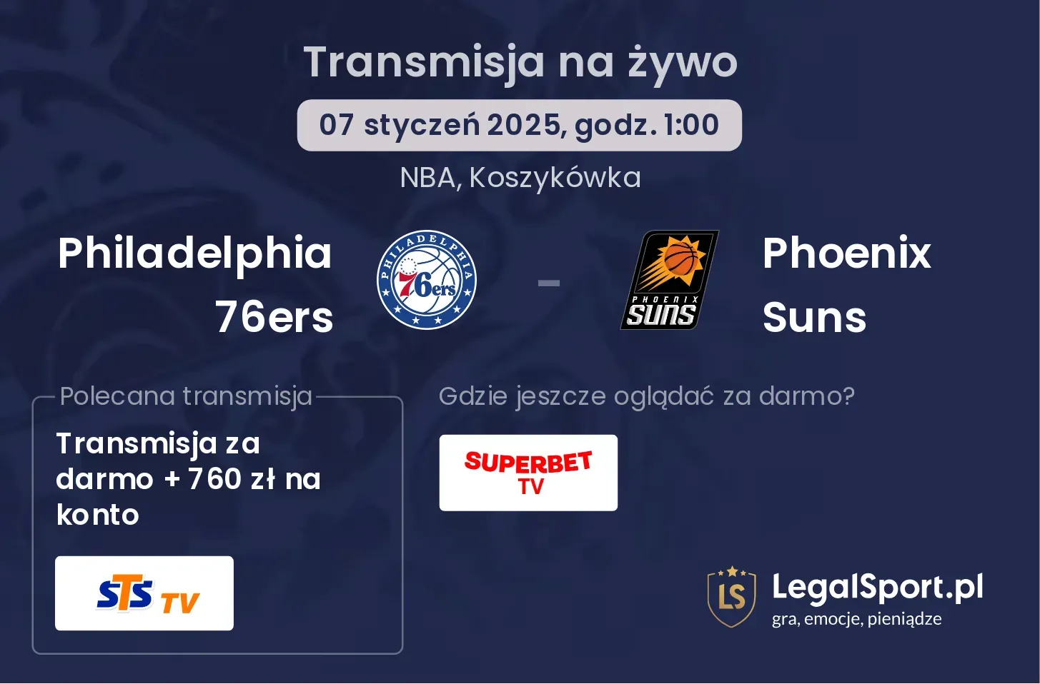 Philadelphia 76ers - Phoenix Suns gdzie oglądać?