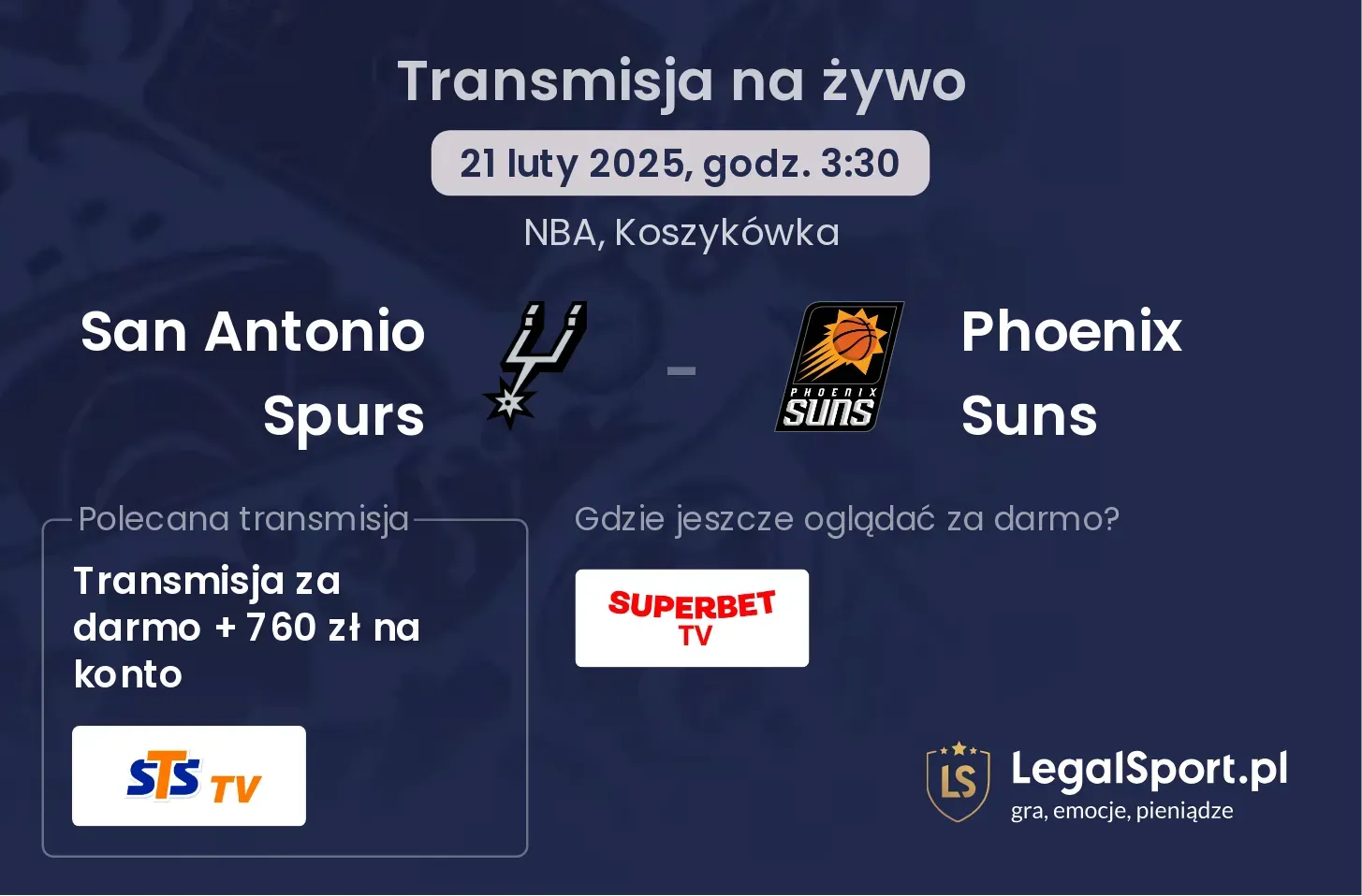 San Antonio Spurs - Phoenix Suns gdzie oglądać?