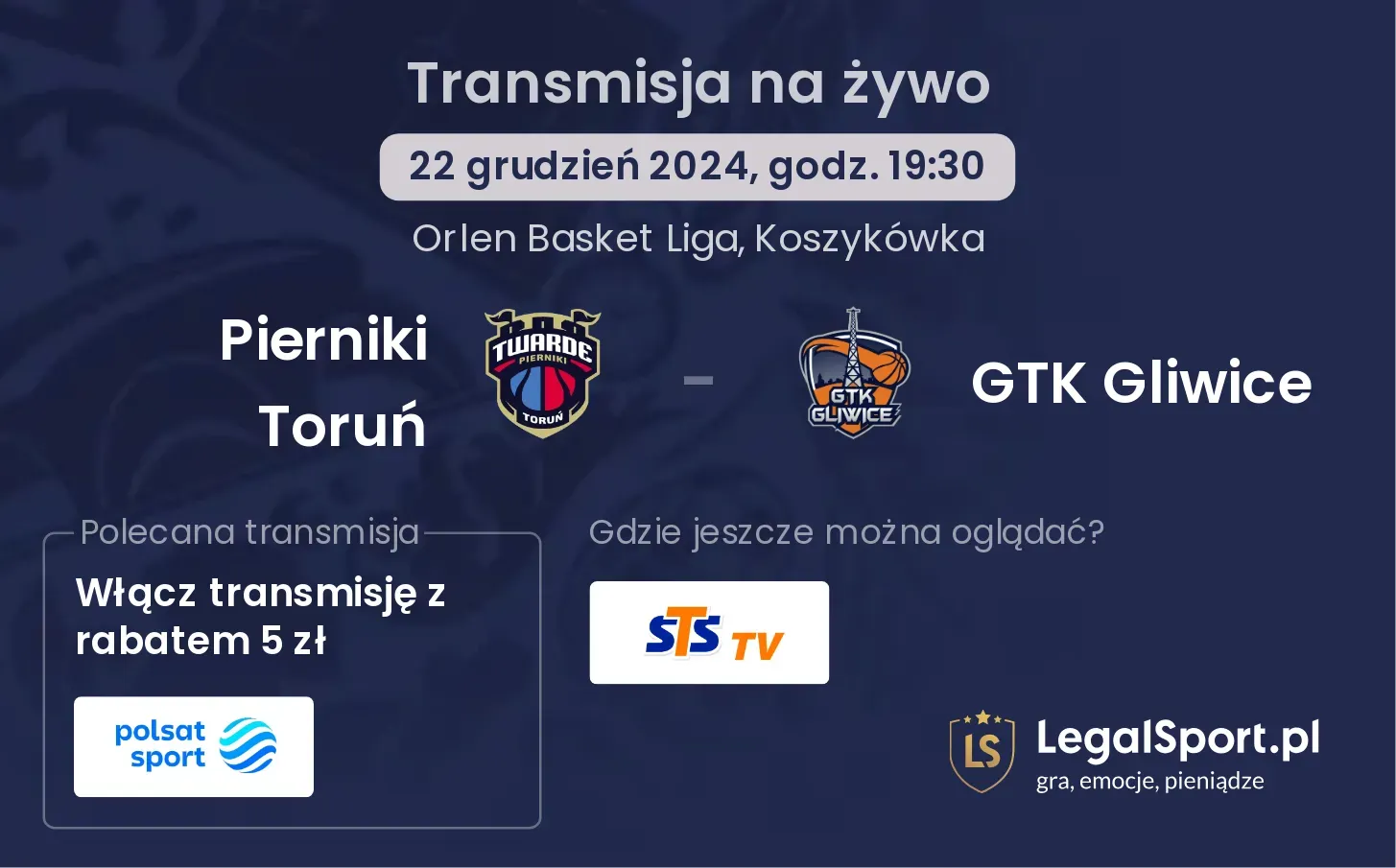 Pierniki Toruń - GTK Gliwice transmisja na żywo