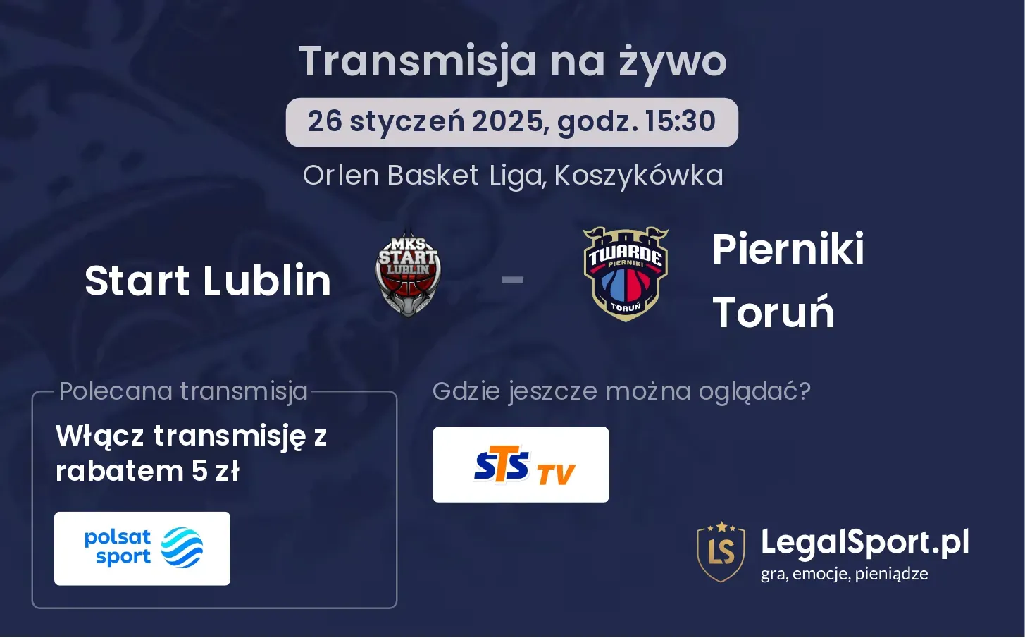 Start Lublin - Pierniki Toruń gdzie oglądać?