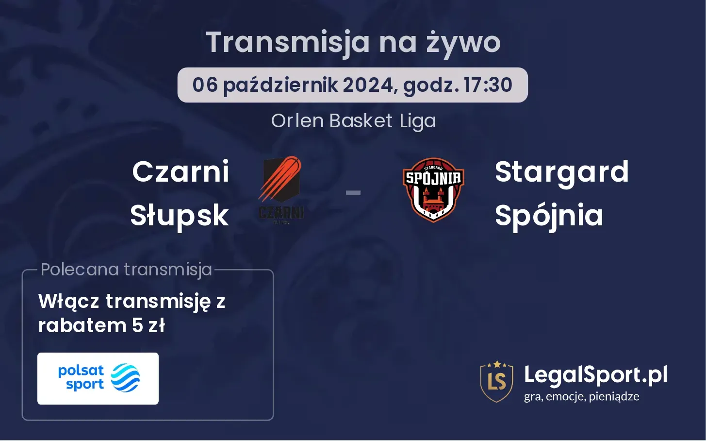 Czarni Słupsk - Stargard Spójnia transmisja na żywo