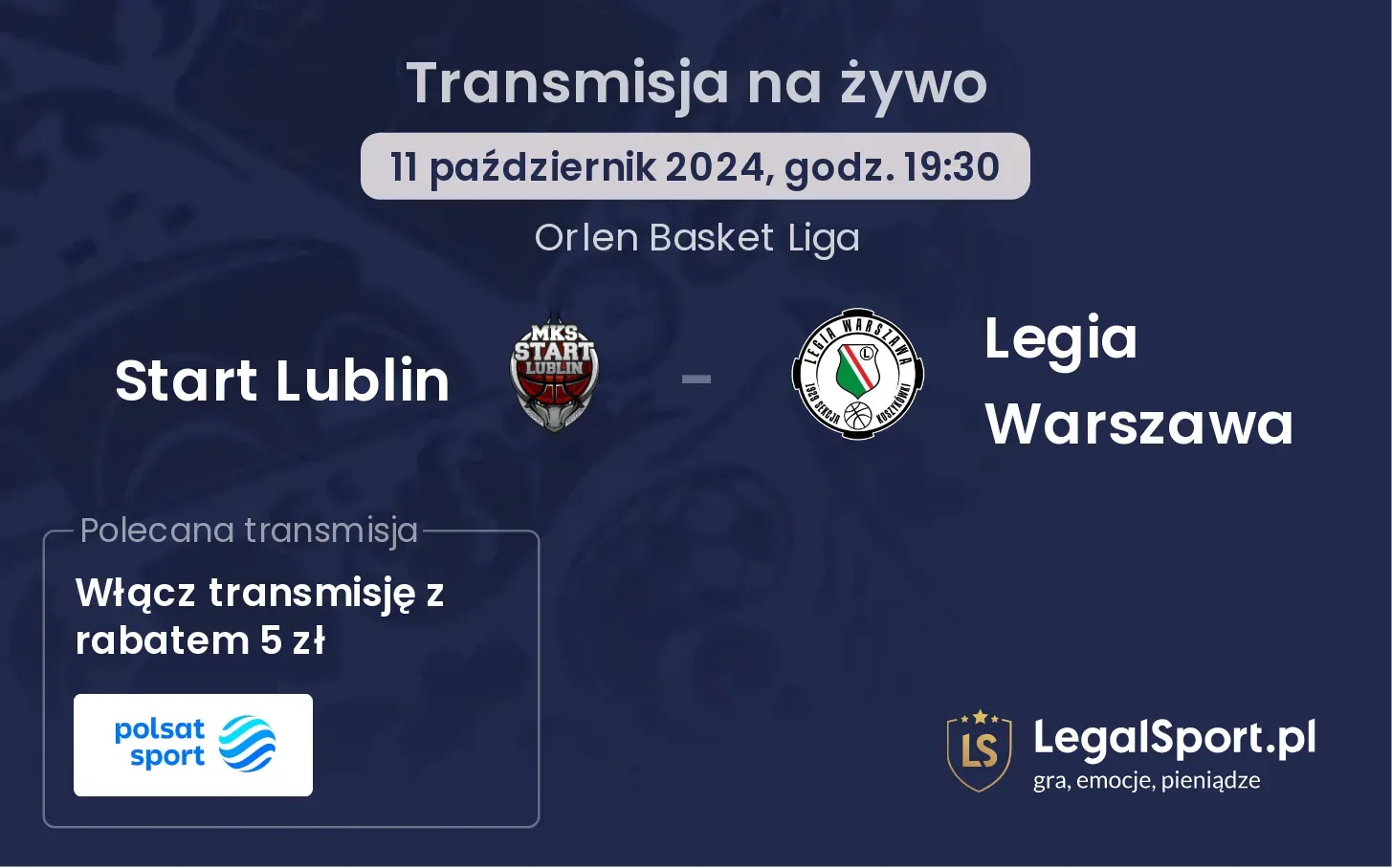 Start Lublin - Legia Warszawa transmisja na żywo