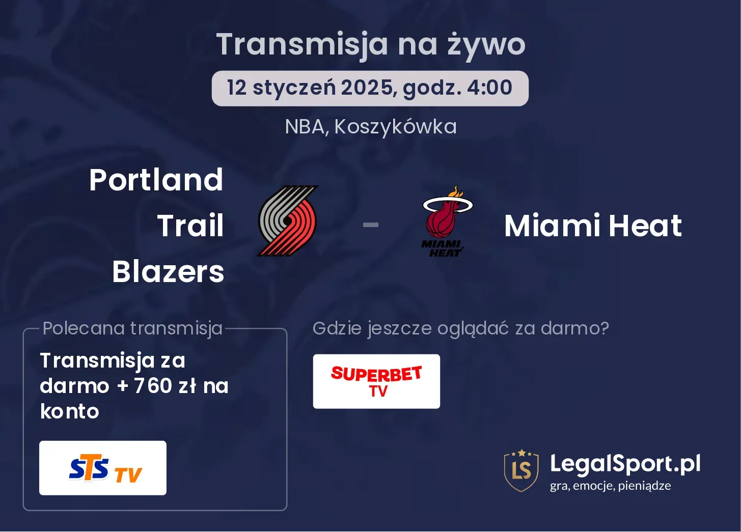 Portland Trail Blazers - Miami Heat gdzie oglądać?