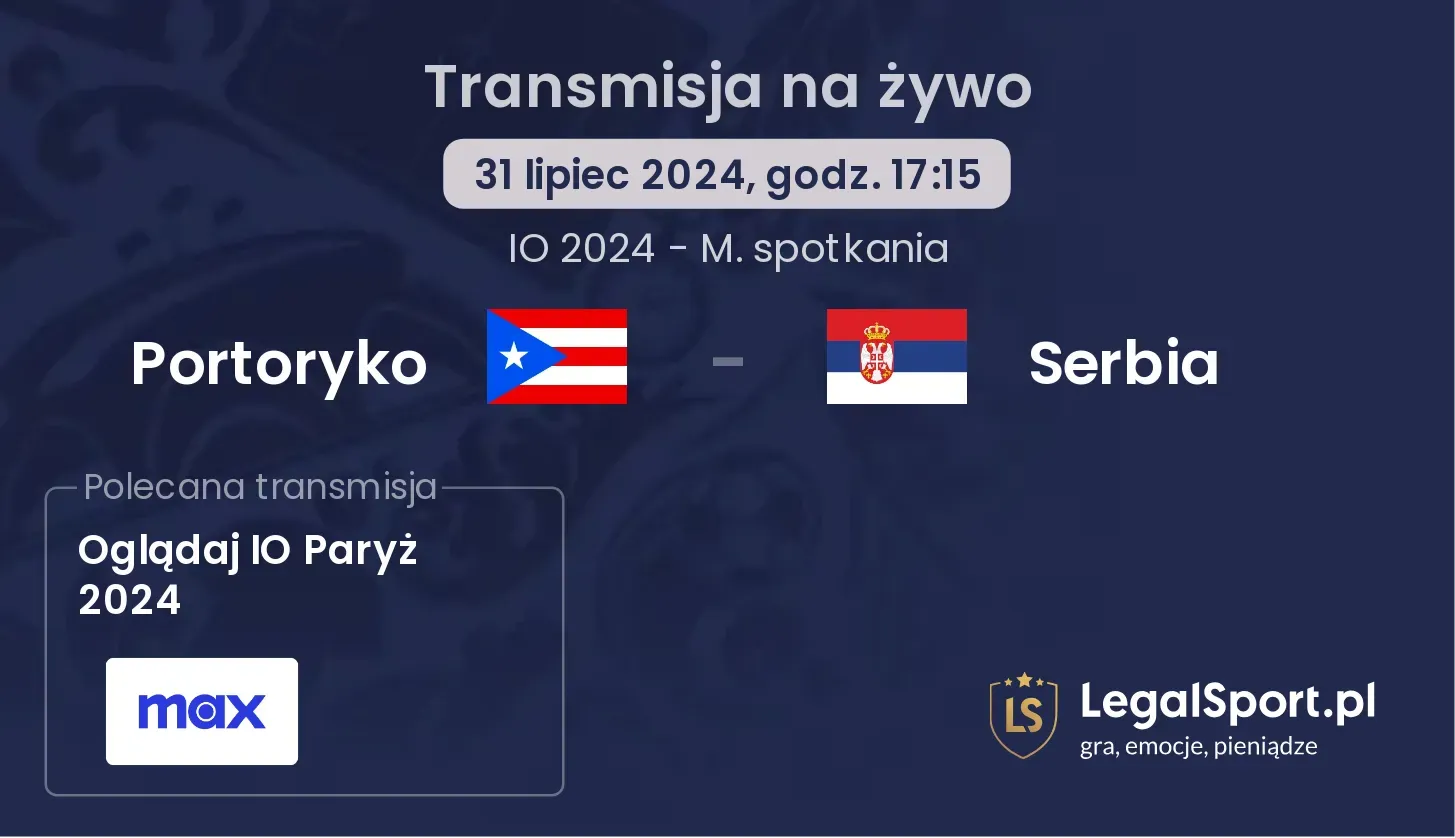 Portoryko - Serbia transmisja na żywo