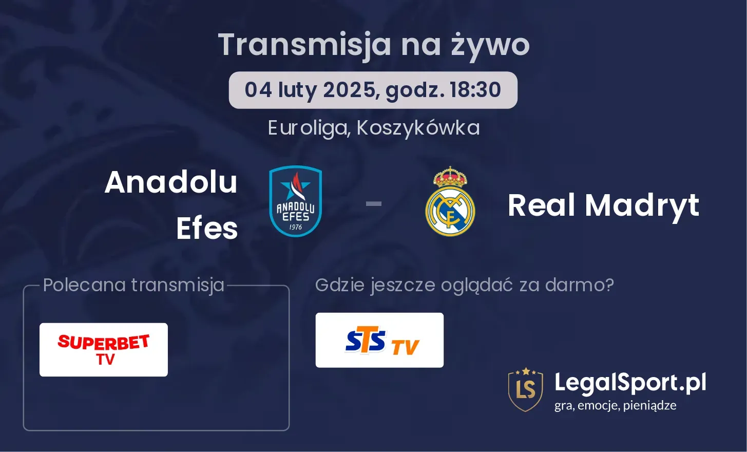 Anadolu Efes - Real Madryt gdzie oglądać?