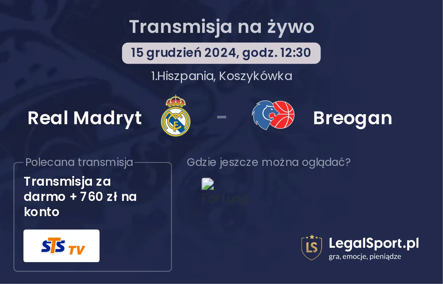 Real Madryt - Breogan transmisja na żywo