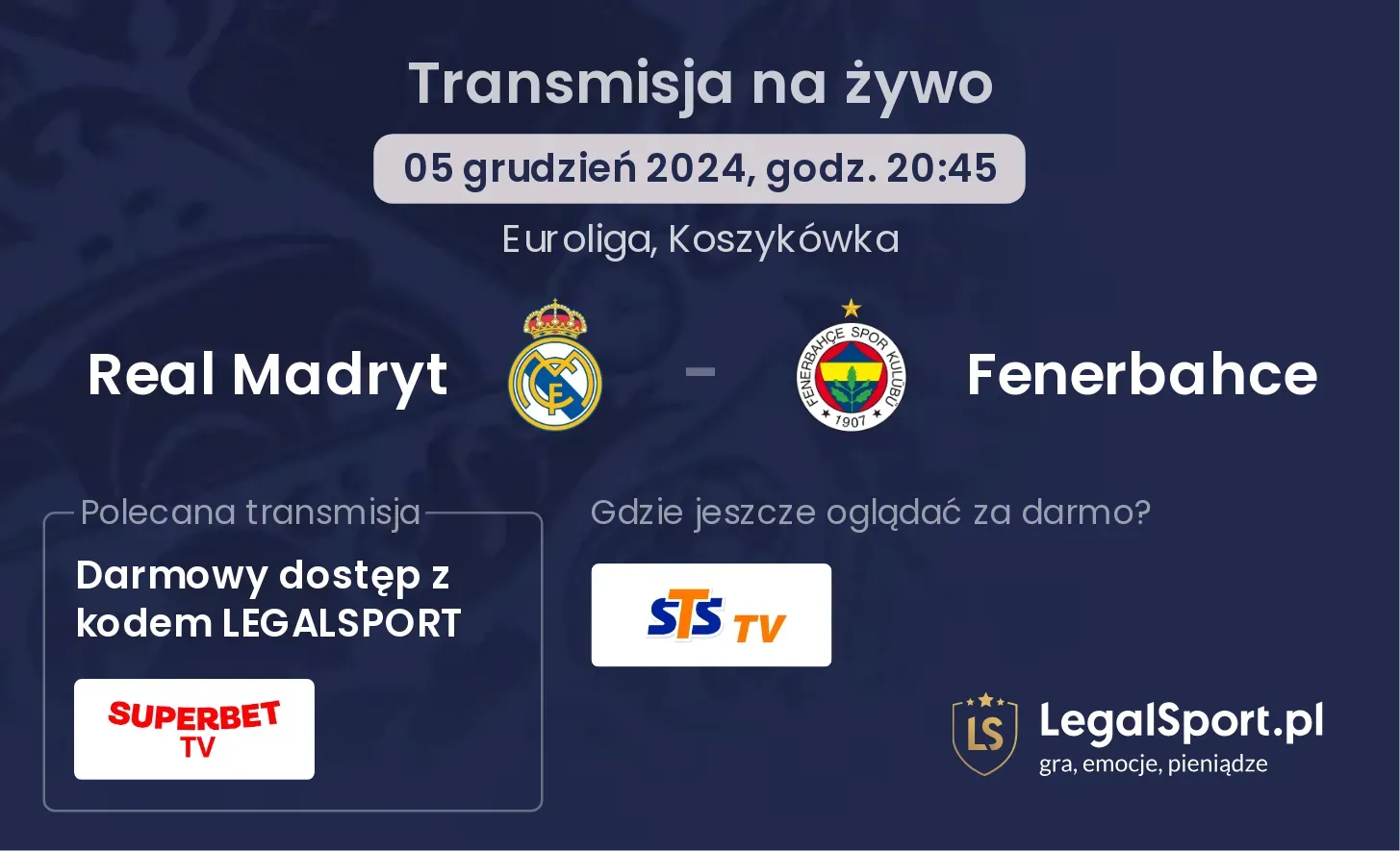 Real Madryt - Fenerbahce transmisja na żywo