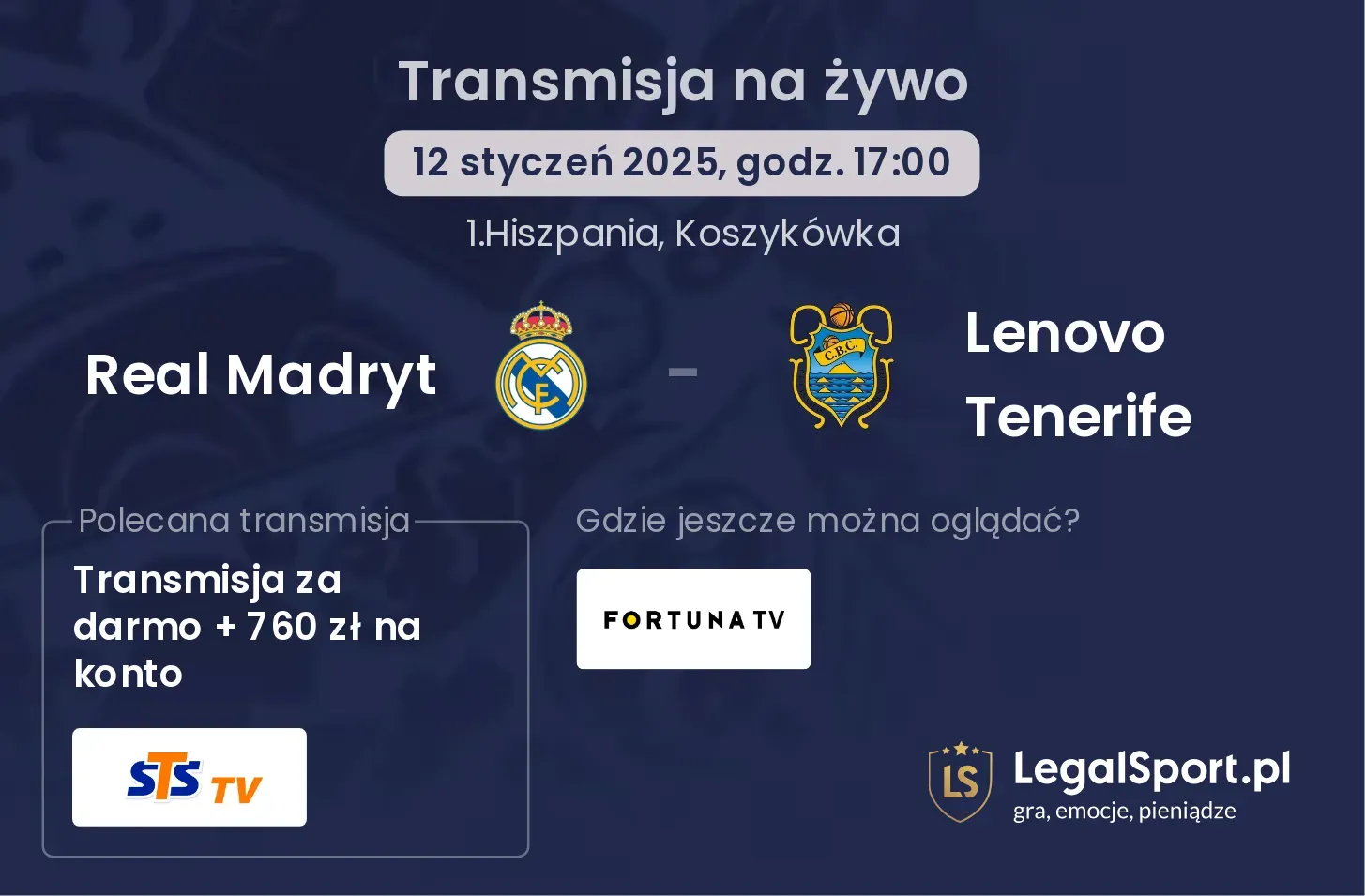 Real Madryt - Lenovo Tenerife transmisja na żywo