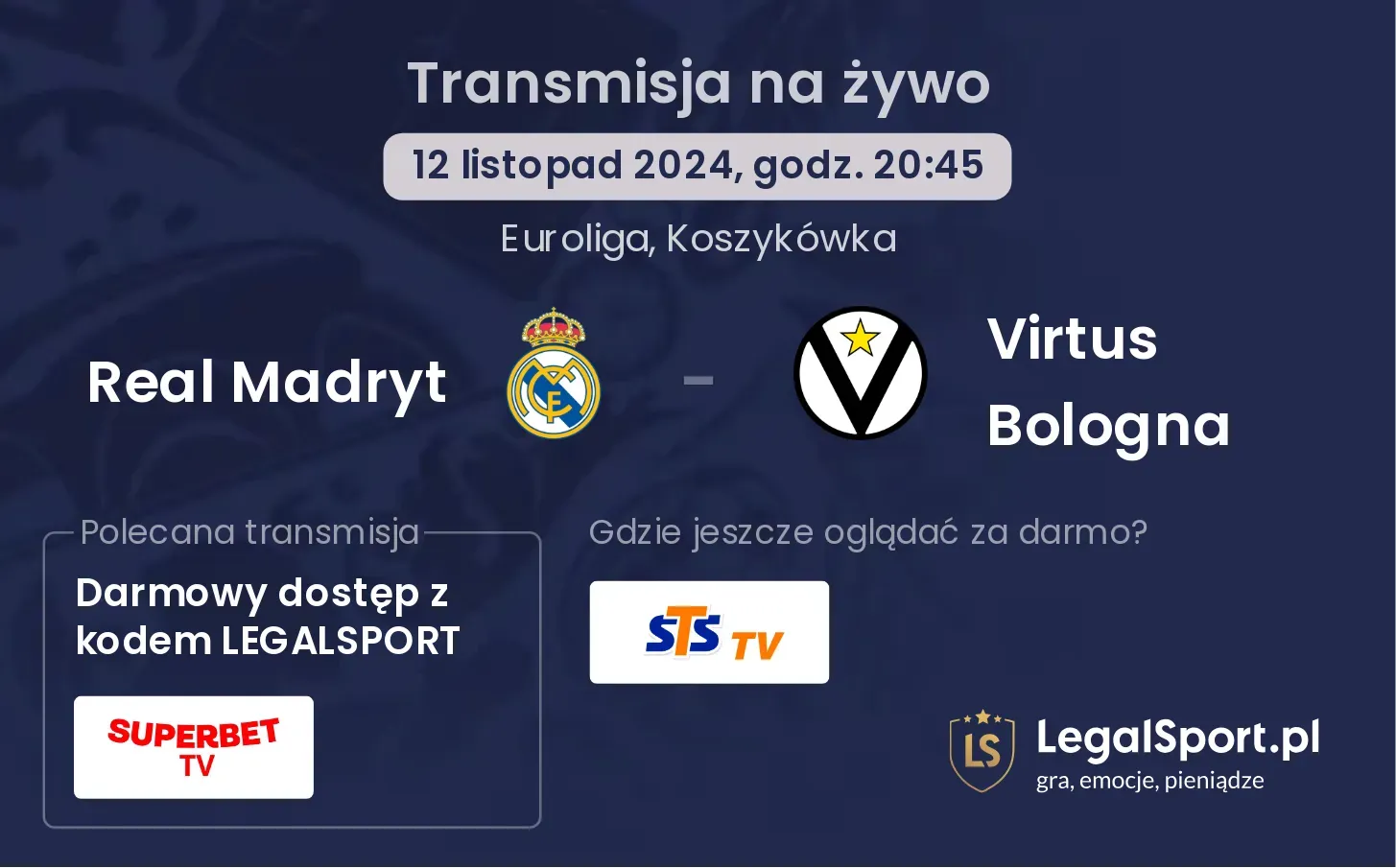 Real Madryt - Virtus Bologna transmisja na żywo