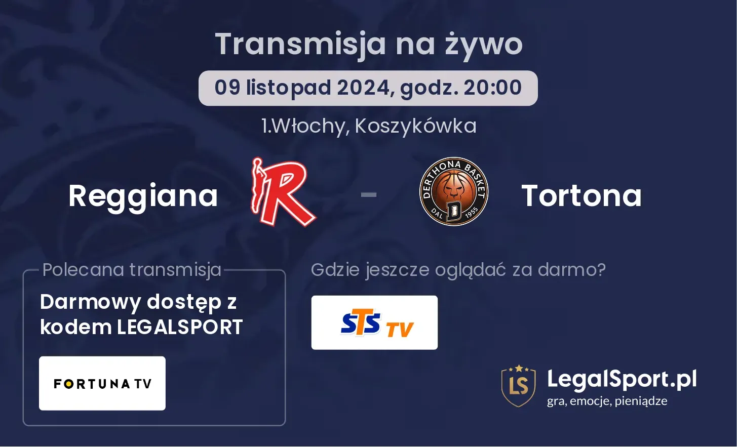 Reggiana - Tortona transmisja na żywo