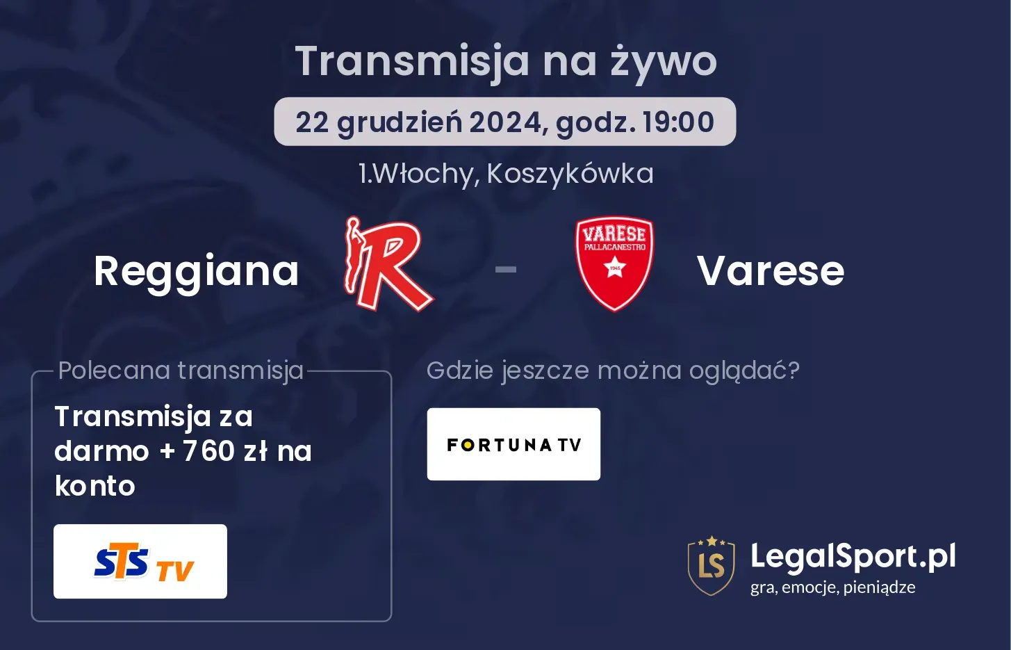 Reggiana - Varese transmisja na żywo