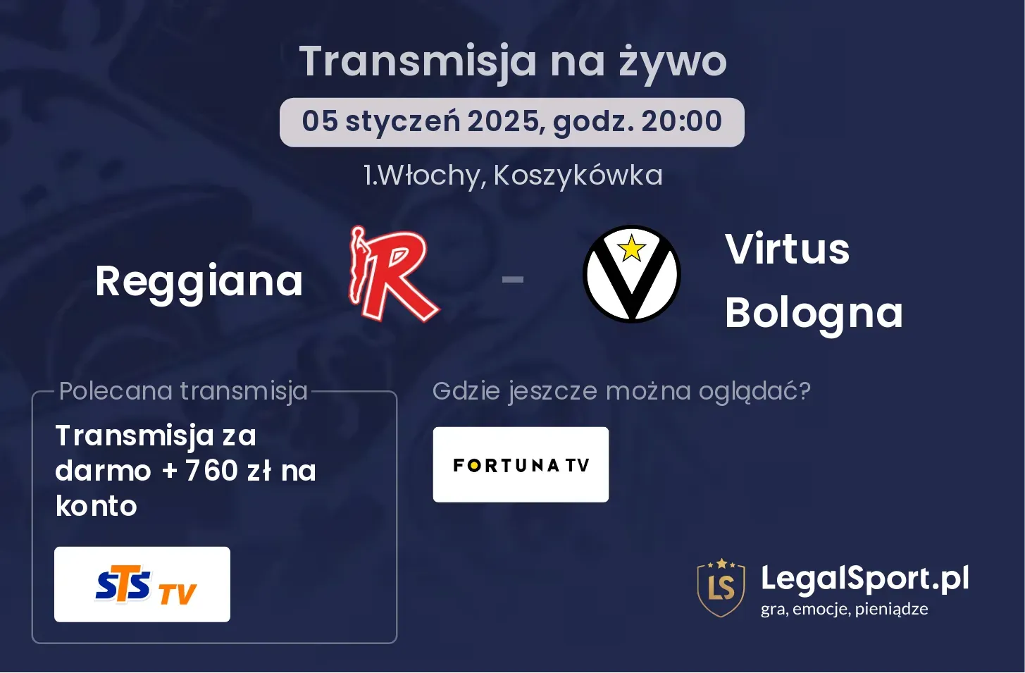 Reggiana - Virtus Bologna transmisja na żywo