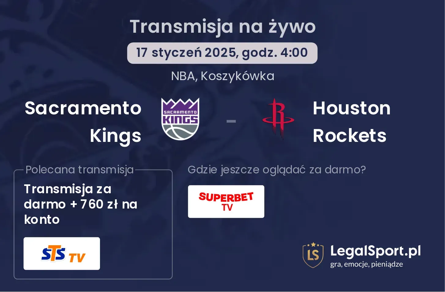 Sacramento Kings - Houston Rockets gdzie oglądać?