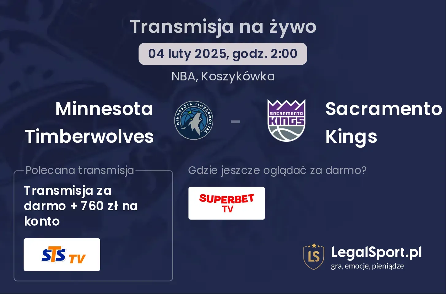 Minnesota Timberwolves - Sacramento Kings gdzie oglądać?