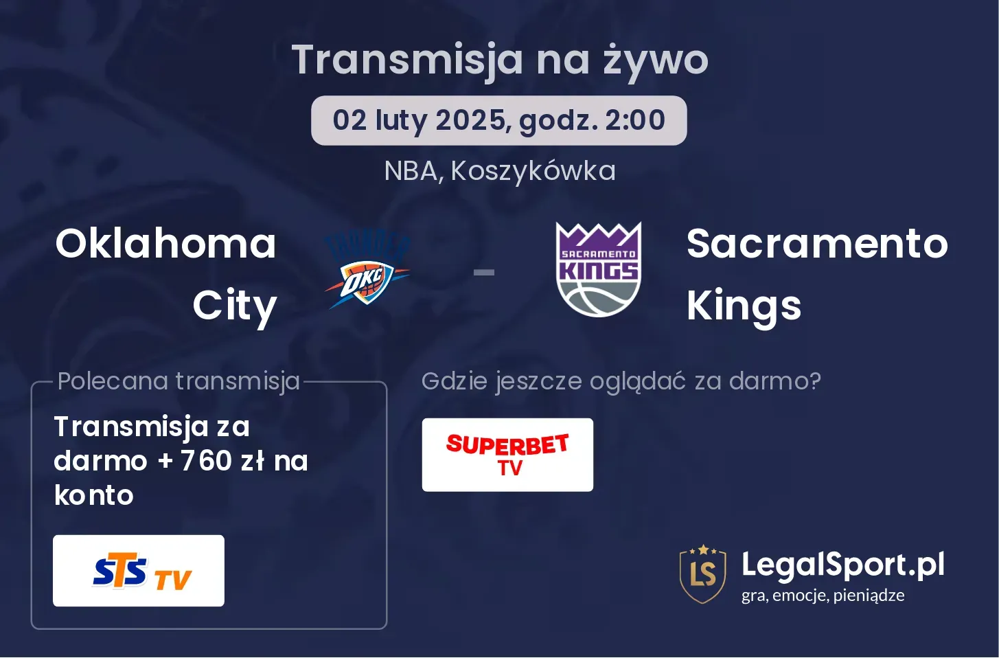 Sacramento Kings - Oklahoma City gdzie oglądać?