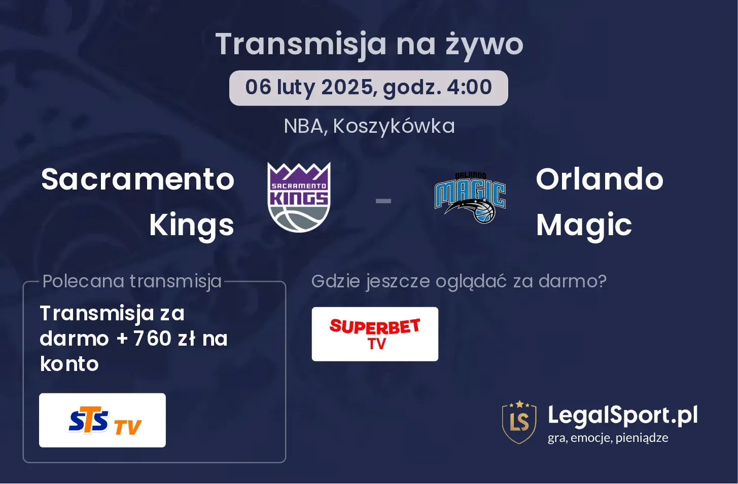 Sacramento Kings - Orlando Magic transmisja na żywo