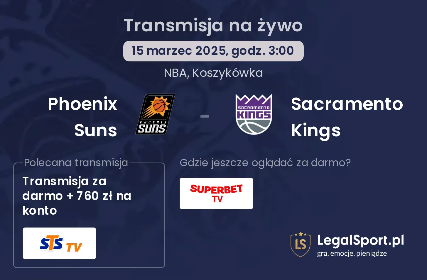 Phoenix Suns - Sacramento Kings gdzie oglądać?