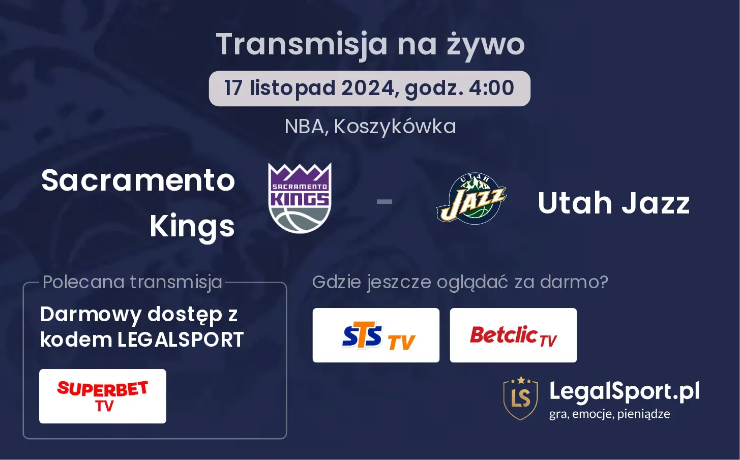 Sacramento Kings - Utah Jazz transmisja na żywo