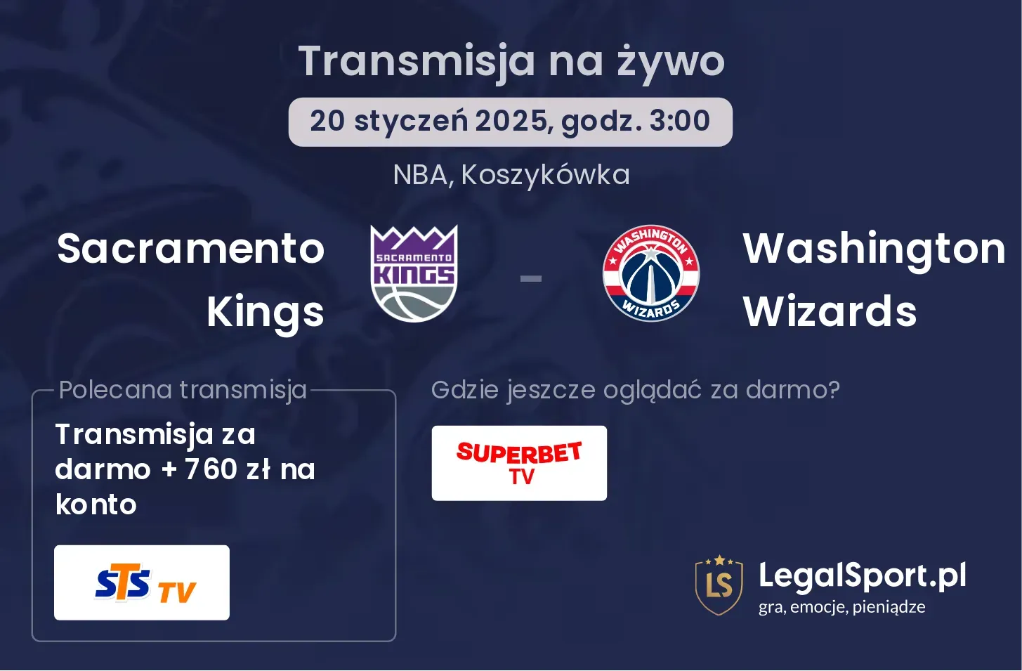 Sacramento Kings - Washington Wizards transmisja na żywo