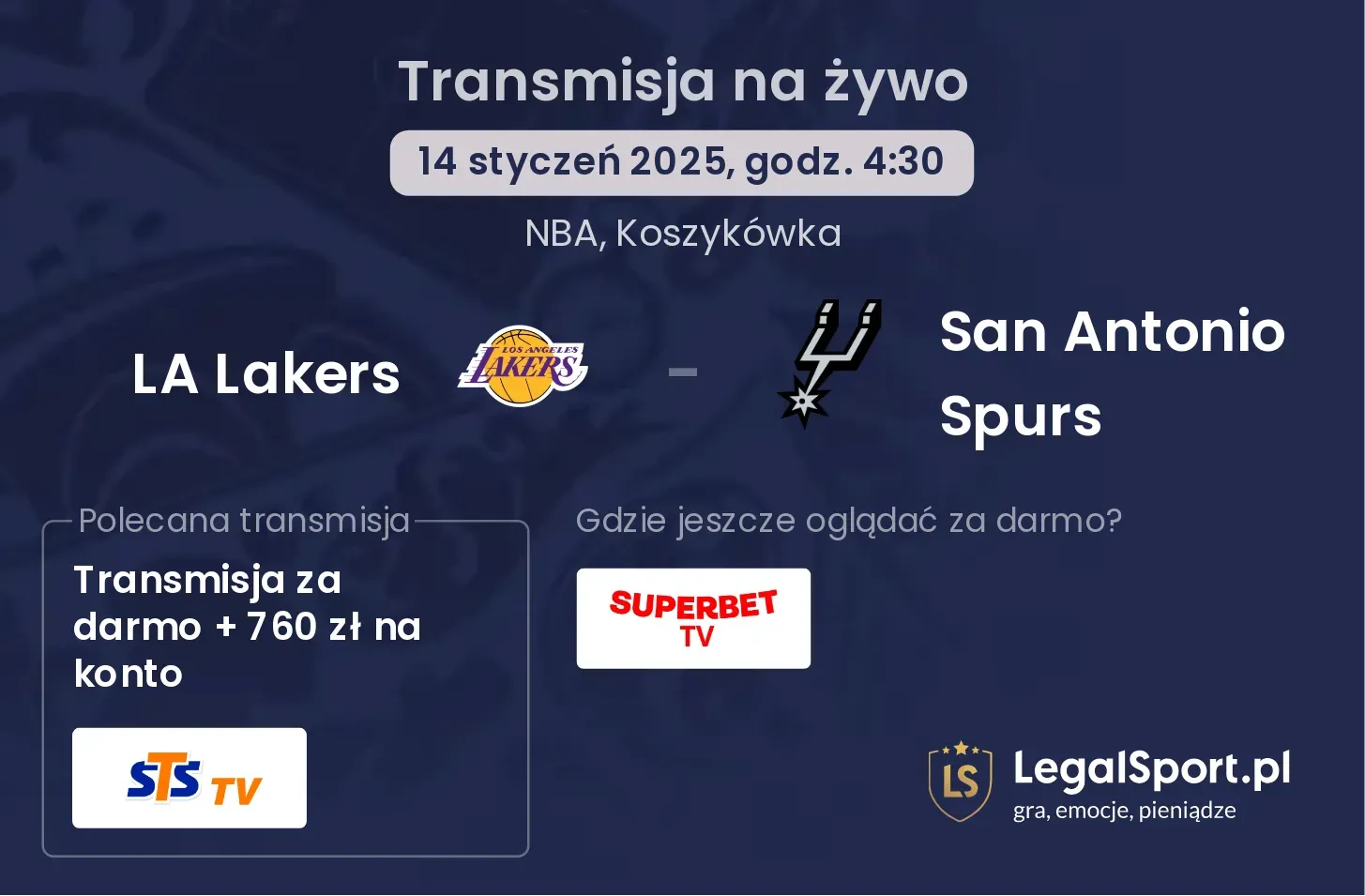 LA Lakers - San Antonio Spurs gdzie oglądać?