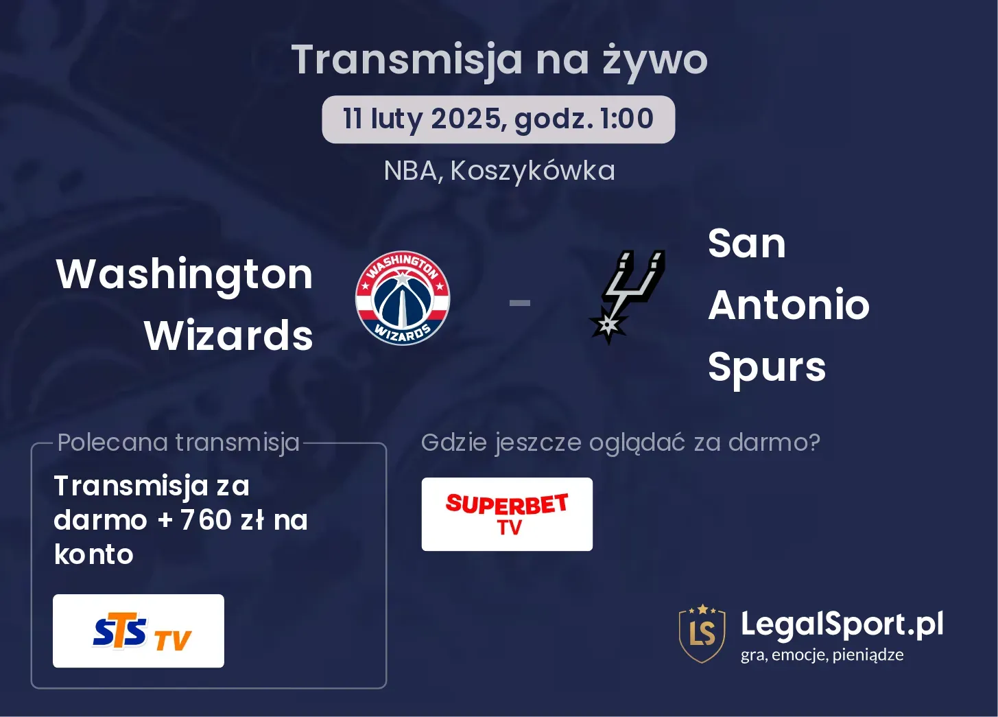 San Antonio Spurs - Washington Wizards gdzie oglądać? 14.11, godz. 02:00