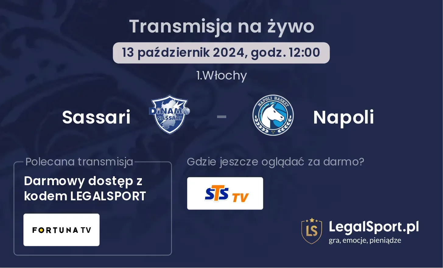 Sassari - Napoli transmisja na żywo