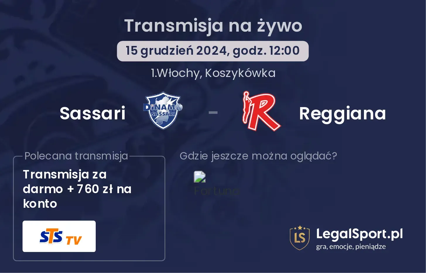 Sassari - Reggiana transmisja na żywo