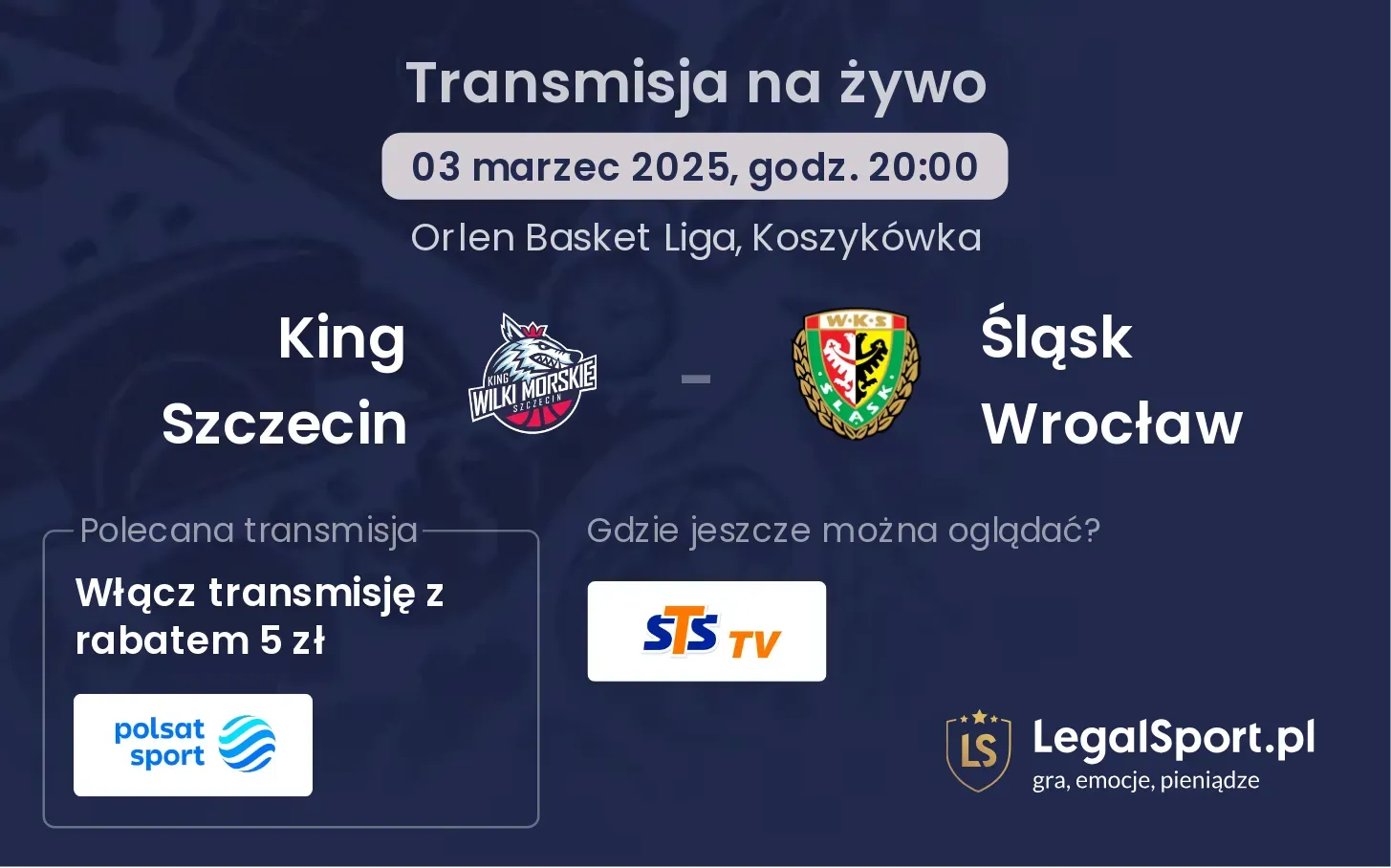 Śląsk Wrocław - King Szczecin transmisja na żywo