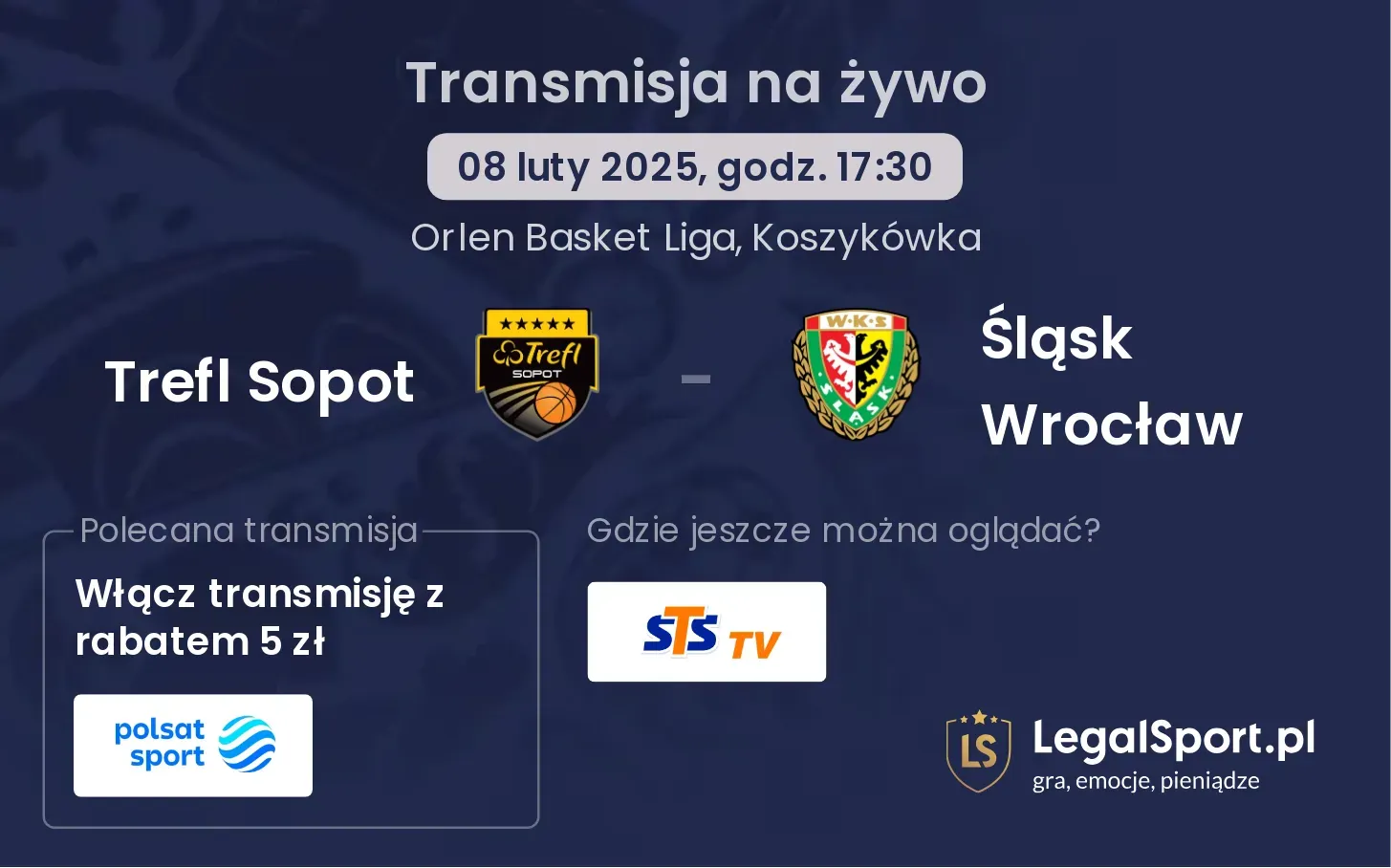 Śląsk Wrocław - Trefl Sopot gdzie oglądać? 19.10, godz. 17:30