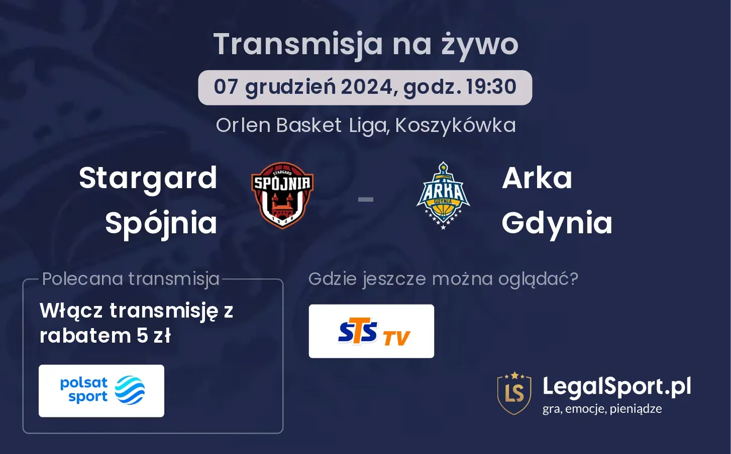 Stargard Spójnia - Arka Gdynia transmisja na żywo