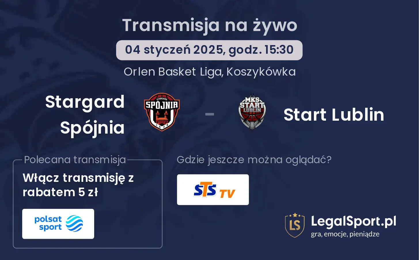 Stargard Spójnia - Start Lublin transmisja na żywo