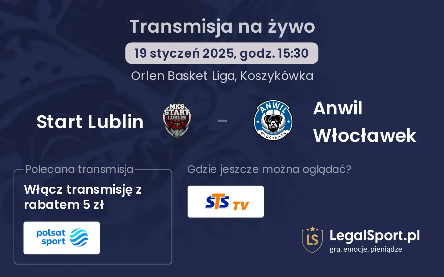 Start Lublin - Anwil Włocławek transmisja na żywo