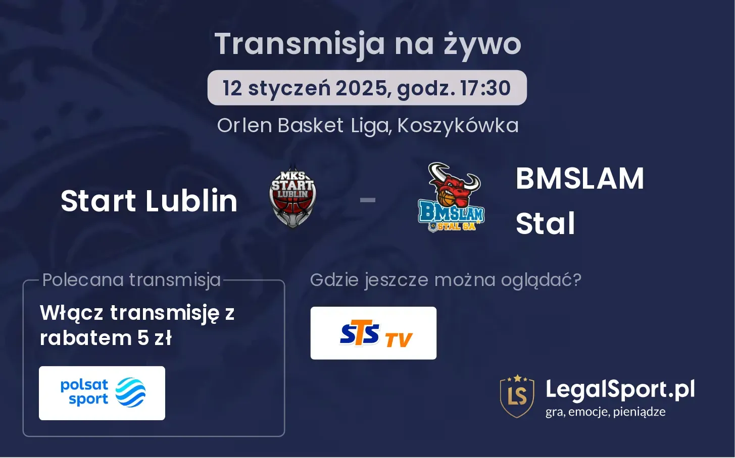 Start Lublin - BMSLAM Stal transmisja na żywo