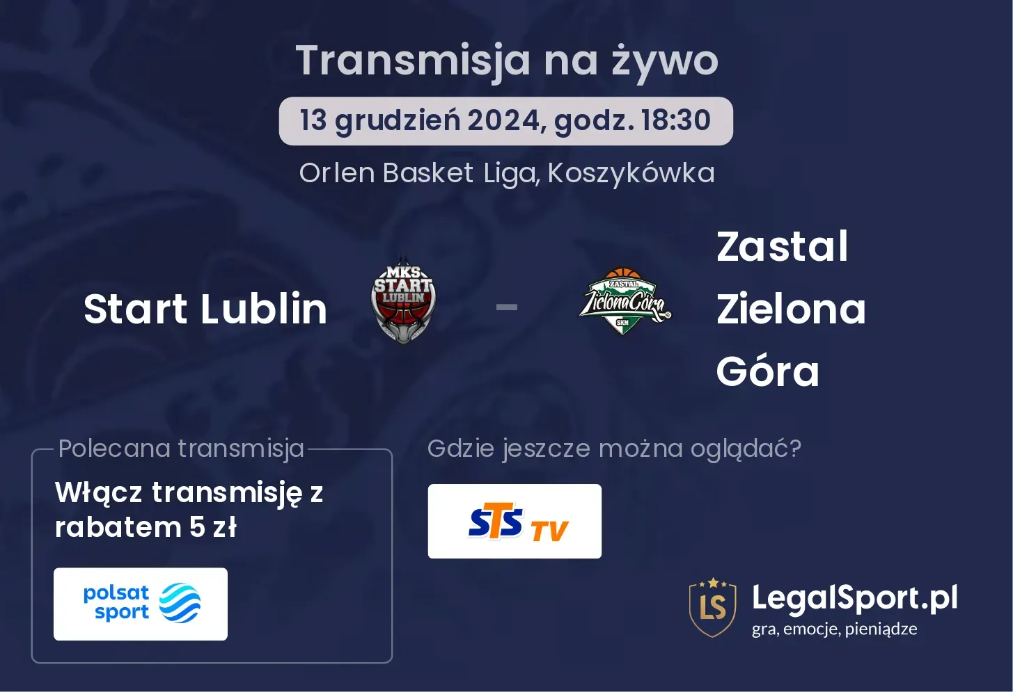 Start Lublin - Zastal Zielona Góra transmisja na żywo