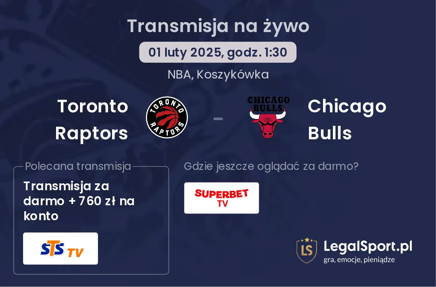 Toronto Raptors - Chicago Bulls transmisja na żywo