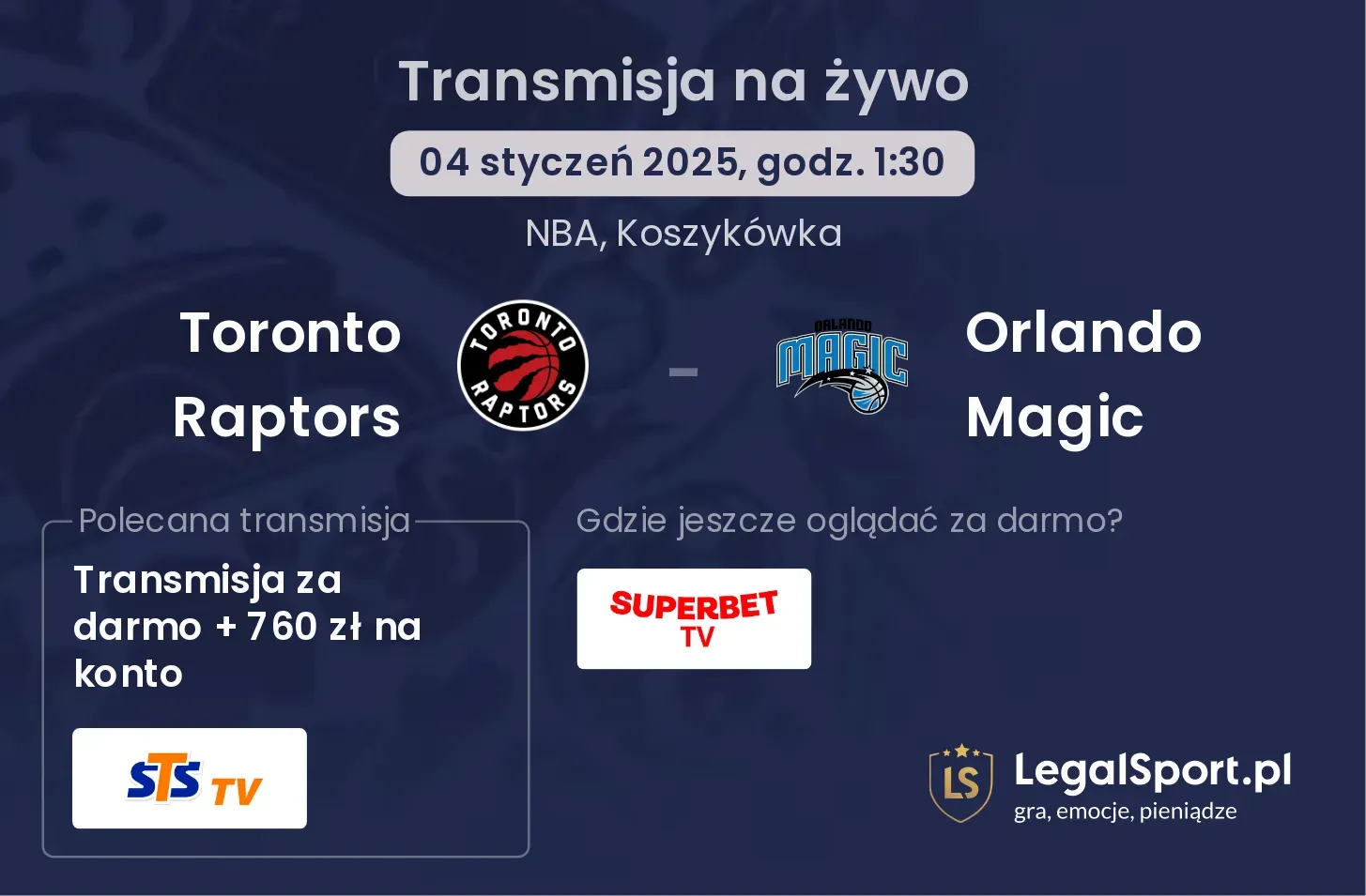 Toronto Raptors - Orlando Magic transmisja na żywo