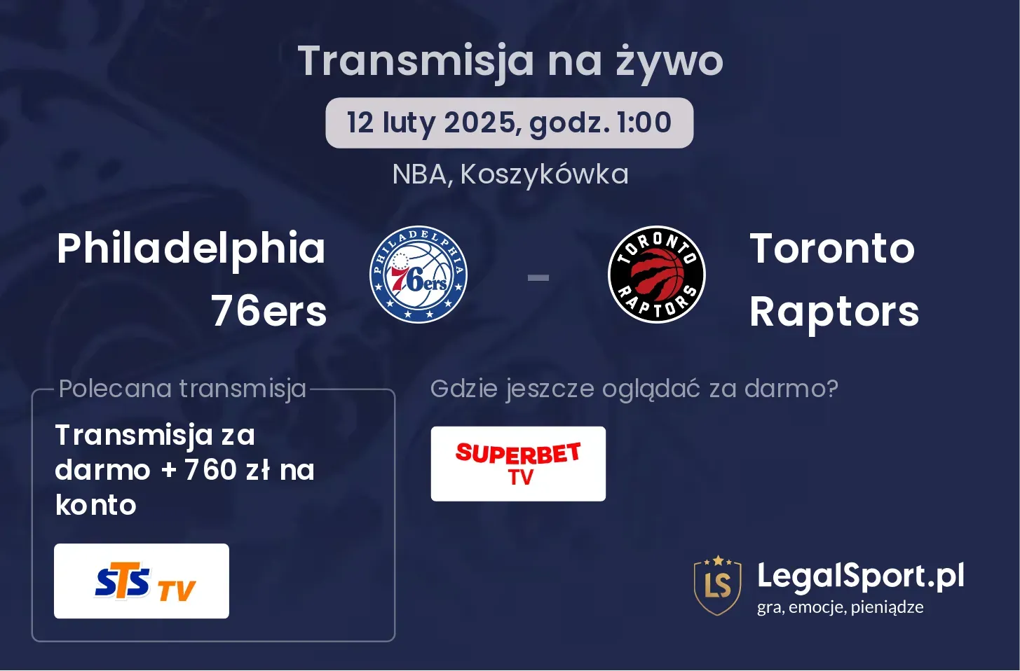 Toronto Raptors - Philadelphia 76ers gdzie oglądać? 26.10, godz. 01:00