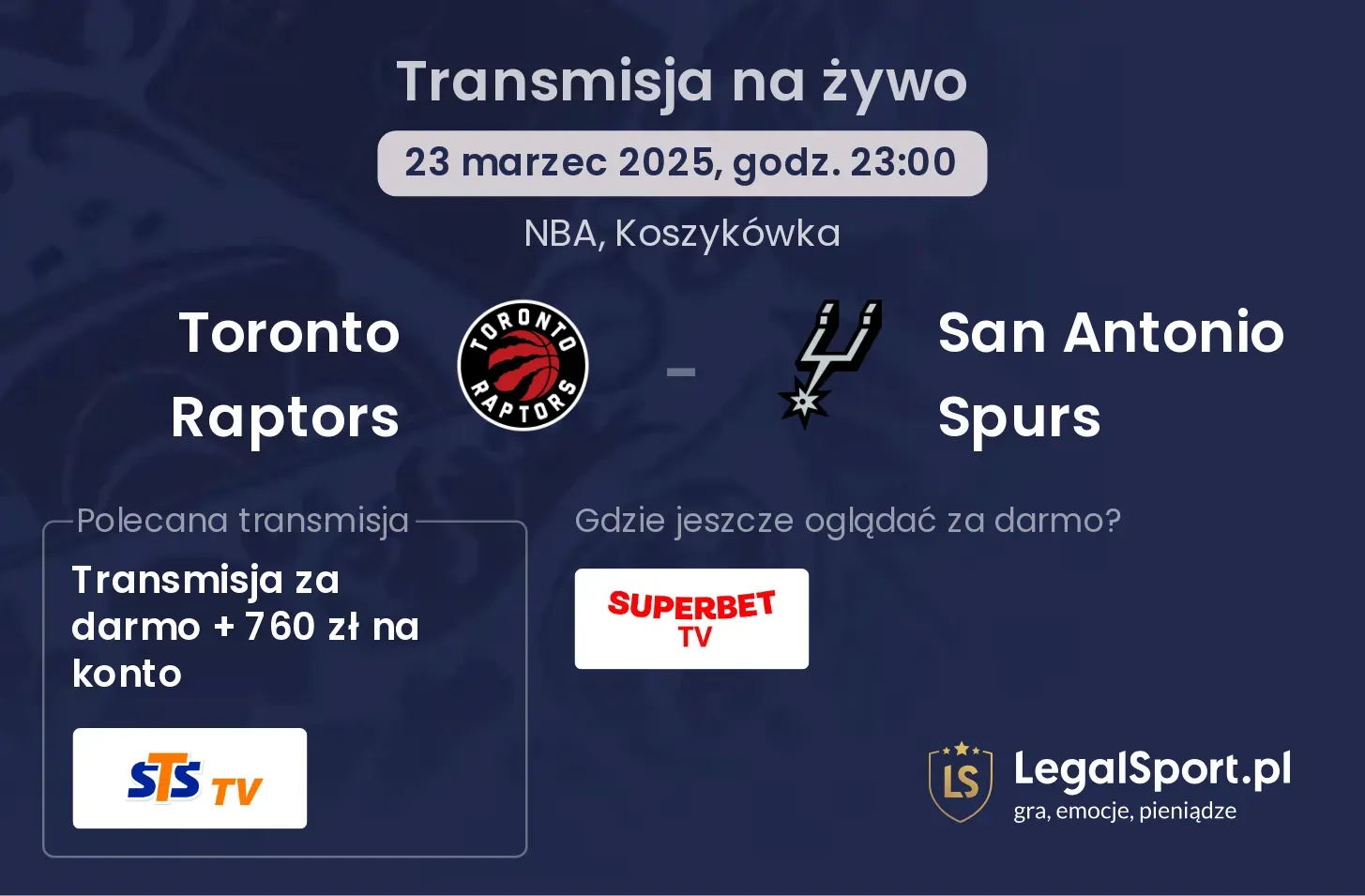 Toronto Raptors - San Antonio Spurs transmisja na żywo